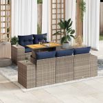 Set mobilier grădină cu perne, 6 piese, gri, poliratan GartenMobel Dekor