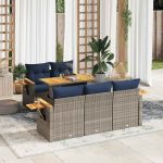 Set mobilier grădină cu perne, 6 piese, gri, poliratan GartenMobel Dekor