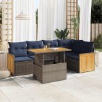 Set mobilier grădină cu perne 6 piese gri poliratan/lemn acacia GartenMobel Dekor