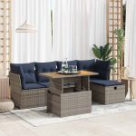Set mobilier grădină cu perne 6 piese gri poliratan/lemn acacia GartenMobel Dekor