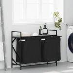 Coș de rufe 2 compartimente cu raft sonoma gri GartenMobel Dekor