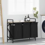 Coș de rufe 3 compartimente cu raft stejar sonoma GartenMobel Dekor