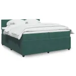 Pat box spring cu saltea, verde închis, 200x200 cm, catifea GartenMobel Dekor