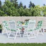 Perne de scaun spătar înalt, 6 buc, model frunze, textil Oxford GartenMobel Dekor