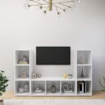 Dulapuri TV, 2 buc., alb, 107x35x37 cm, lemn prelucrat GartenMobel Dekor