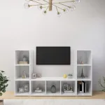 Dulapuri TV, 2 buc., alb, 107x35x37 cm, lemn prelucrat GartenMobel Dekor