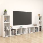 Dulapuri TV, 4 buc., alb, 107x35x37 cm, lemn prelucrat GartenMobel Dekor