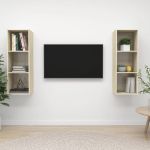 Dulapuri TV suspendate, 2 buc, stejar sonoma, lemn prelucrat GartenMobel Dekor