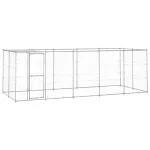 Padoc câini de exterior cu acoperiș, 12,1 m², oțel galvanizat GartenMobel Dekor