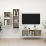 Set de dulapuri TV, 3 piese, stejar Sonoma, lemn prelucrat GartenMobel Dekor