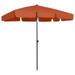 Umbrelă de soare de plajă, cărămiziu, 200x125 cm GartenMobel Dekor