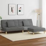 Canapea extensibilă cu taburet, 2 locuri, gri închis, textil GartenMobel Dekor