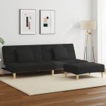 Canapea extensibilă cu taburet, 2 locuri, negru, textil GartenMobel Dekor