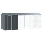 Volieră pentru păsări cu extensie Anthracite 210x640x247 cm Oțel GartenMobel Dekor