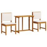 Set Bistro de Grădină 3 Piese cu Perne din Lemn Masiv de Acacia GartenMobel Dekor