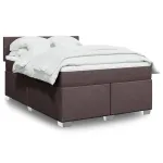 Pat box spring cu saltea, maro închis, 160x200 cm, textil GartenMobel Dekor