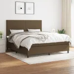 Pat box spring cu saltea, maro închis, 160x200 cm, textil GartenMobel Dekor