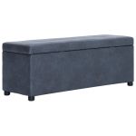 Banchetă cu depozitare, gri, 116 cm, piele întoarsă ecologică GartenMobel Dekor