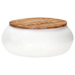 Măsuță de cafea, alb, 68x68x30 cm, lemn masiv reciclat GartenMobel Dekor