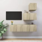 Set de dulapuri TV, 4 piese, stejar sonoma, lemn prelucrat GartenMobel Dekor