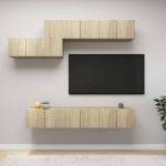Set de dulapuri TV, 7 piese, stejar sonoma, lemn prelucrat GartenMobel Dekor