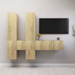 Set de dulapuri TV, 7 piese, stejar sonoma, lemn prelucrat GartenMobel Dekor