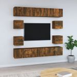 Set dulapuri TV, 10 piese, stejar fumuriu, lemn prelucrat GartenMobel Dekor