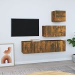 Set dulapuri TV, 4 piese, stejar fumuriu, lemn prelucrat GartenMobel Dekor