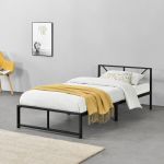 Pat metalic Meran 210 x 95 x 68 cm otel negru [en.casa] HausGarden Leisure