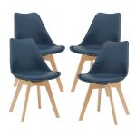 Scaune bucatarie Dubrovnik A set 4 buc PU/fag albastru [en.casa] HausGarden Leisure