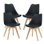 Scaune bucatarie Dubrovnik S set 4 buc PU/fag negru [en.casa] HausGarden Leisure