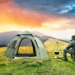 Cort camping Nybro  240 x 205 x 140 cm verde inchis / gri inchis [pro.tec] HausGarden Leisure