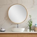 Oglinda de perete rotunda Modugno 50 cm auriu [en.casa] HausGarden Leisure