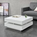 Masuta de cafea HanaW alb lucios cu 4 spatii depozitare [en.casa] HausGarden Leisure