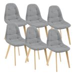 Scaune bucatarie Kopparberg HG 3VE set 6 bucati fag gri deschis [en.casa] HausGarden Leisure