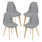 Scaune bucatarie Kopparberg HG2VE set 4 buc poliester/ fag gri deschis [en.casa] HausGarden Leisure