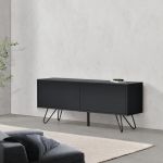 Comoda Bollebygd S cu 2 usi Push-Open negru [en.casa] HausGarden Leisure