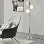 Lampa de podea Gent 154 cm 3 x E14 max. 40W crom alb [lux.pro] HausGarden Leisure