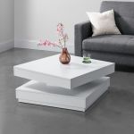 Masuta cafea Orizont cu blat rotativ alb [en.casa] HausGarden Leisure
