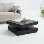 Masuta cafea Orizont cu blat rotativ negru [en.casa] HausGarden Leisure