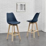 Scaune bar LublinB set 6 buc 105 x 48 x 58 cm albastru [en.casa] HausGarden Leisure