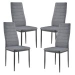 Scaune bucatarie Dolly set 4 buc metal/textil gri [en.casa] HausGarden Leisure