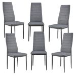 Scaune bucatarie Dolly set 6 buc metal/textil gri [en.casa] HausGarden Leisure