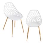 Scaune design FeliciaW set 2 buc plastic/metal alb [en.casa] HausGarden Leisure