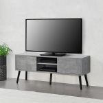 Comoda TV Eskilstuna BO efect beton/negru [en.casa] HausGarden Leisure