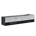Comoda TV de perete Halmstad SBO cu 2 usi si 2 rafturi negru/efect beton [en.casa] HausGarden Leisure