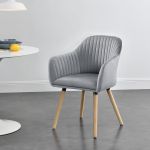 Fotoliu Dover HG poliester design catifea gri deschis [en.casa] HausGarden Leisure
