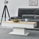 Masuta cafea Lunen cu blat mobil efect lemn/alb [en.casa] HausGarden Leisure