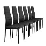 Scaune bucatarie Dina set 6 buc imitatie piele negru [en.casa] HausGarden Leisure