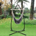 [casa.pro]® Hamac fotoliu gri cu cadru metalic  - (100x100cm) HausGarden Leisure